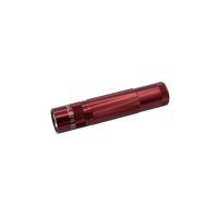 Red Maglite XL200 LED flashlight angled across a black background showcasing limited edition colors