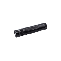 Black Maglite XL50 LED flashlight with textured grip shown diagonally on a black background