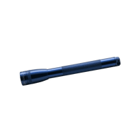 Blue Mini Maglite Classic AAA flashlight angled along the bottom edge