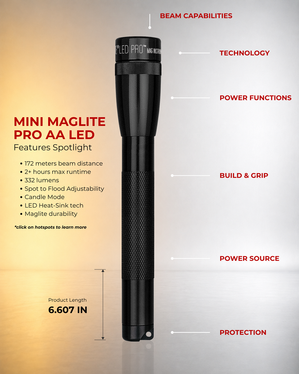 Maglite Mini Pro LED Taschenlampe Blau mit Gravur