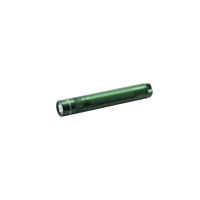 Green Solitaire Classic Flashlight with knurled grip shown along the bottom edge against a black background