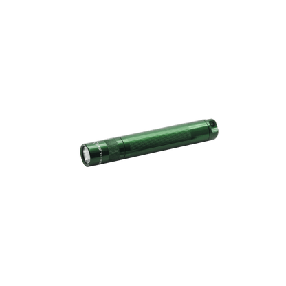 Green Solitaire Classic Flashlight with knurled grip shown along the bottom edge against a black background