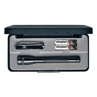 Mini Maglite Xenon 2-Cell AA knife combo featuring a knife and two AA batteries in a case