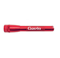 Red Mini Maglite Pro LED flashlight with Gavin engraving