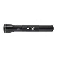 Black ML300L LED 3-Cell D flashlight with Piet engraved on its body