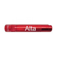 Red Solitaire LED keychain flashlight with Alta engraving along its body