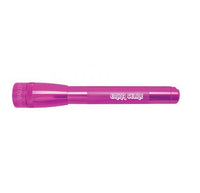 Pink Mini Maglite Pro LED flashlight with textured grip and custom engraving