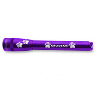 Purple Mini Maglite Pro LED flashlight with paw prints and custom pet engraving
