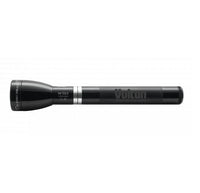 Gloss black ML150LR rechargeable LED flashlight with a large head and silver ring near the grip