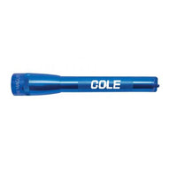 Blue Mini Maglite Pro LED flashlight with COLE engraving