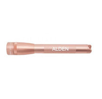Rose gold Mini Maglite Pro LED flashlight with ALDEN engraving on the knurled body.