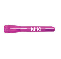 Mini Maglite Pro LED flashlight in pink with MIKI engraved on the body