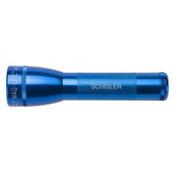 Blue ML25LT LED two-cell C flashlight with SCHISLER engraving