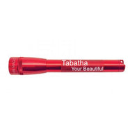 Red Mini Maglite Pro LED flashlight with Tabatha Your Beautiful engraving