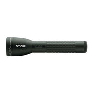 Foliage green ML50LX LED two-cell C flashlight with Sylvie engraving on the head, side profile