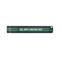 Dark green Solitaire LED key chain flashlight with DAD HAPPY CHRISTMAS 2023 engraving