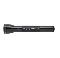 Black ML300L LED 3-Cell D flashlight with Property Of Charlotte engraving.