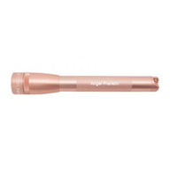 Rose gold Mini Maglite Pro LED flashlight with engraved Angel Franklin along the barrel