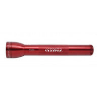Red ML300L LED three-cell D flashlight with custom engraving along the body