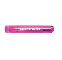 Pink metal key chain LED flashlight with Island Kites engraving
