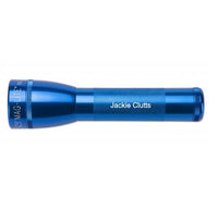 Blue ML25LT LED two-cell C flashlight engraved Jackie Clutts