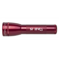 Red Mag-Lite LED 2-Cell C flashlight featuring NJ Devils engraving