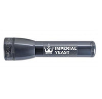 ML25LT LED two-cell C flashlight in gray with knurled grip and Imperial Yeast engraving