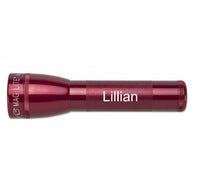 Red ML25LT LED 2-Cell C flashlight engraved with Lillian