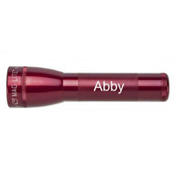 Red ML25LT LED 2-Cell C flashlight engraved with Abby