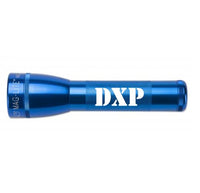 Blue ML25LT LED 2-Cell C flashlight with large DXP engraving.