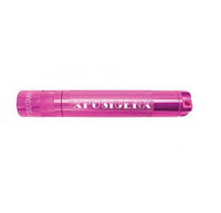 Pink Solitaire LED key chain flashlight with custom engraving along the body.
