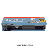 Blue Maglite box packaging for a 2-Cell D Xenon flashlight with case pack quantity 12