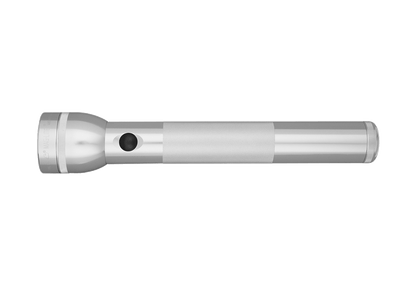 Maglite 3-Cell D incandescent flashlight in silver finish shown in a side view