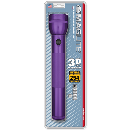 Purple Mag-Lite 3-Cell D flashlight in blister packaging