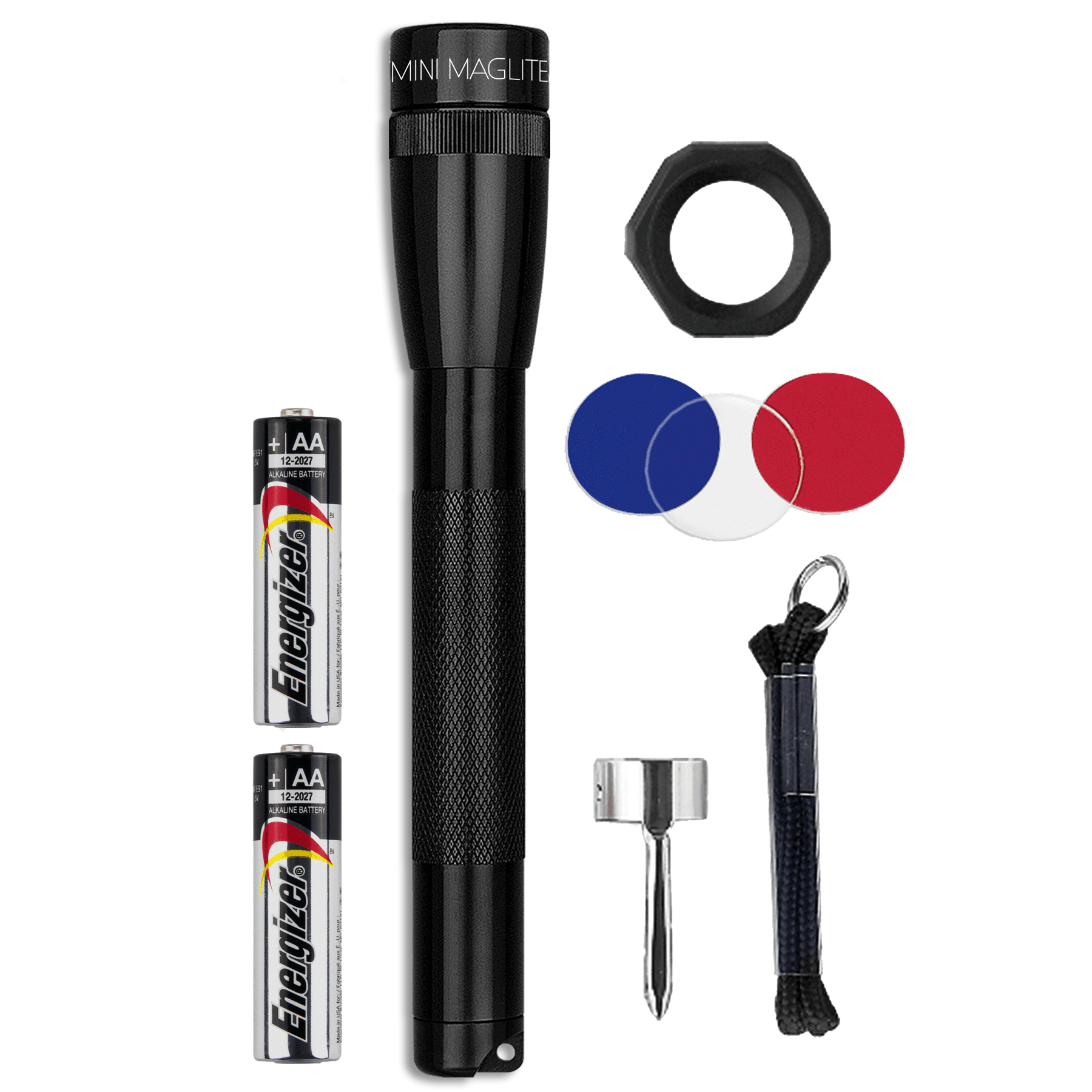 Maglite Mini LED 2-Cell AA Flashlight with Holster, Gray