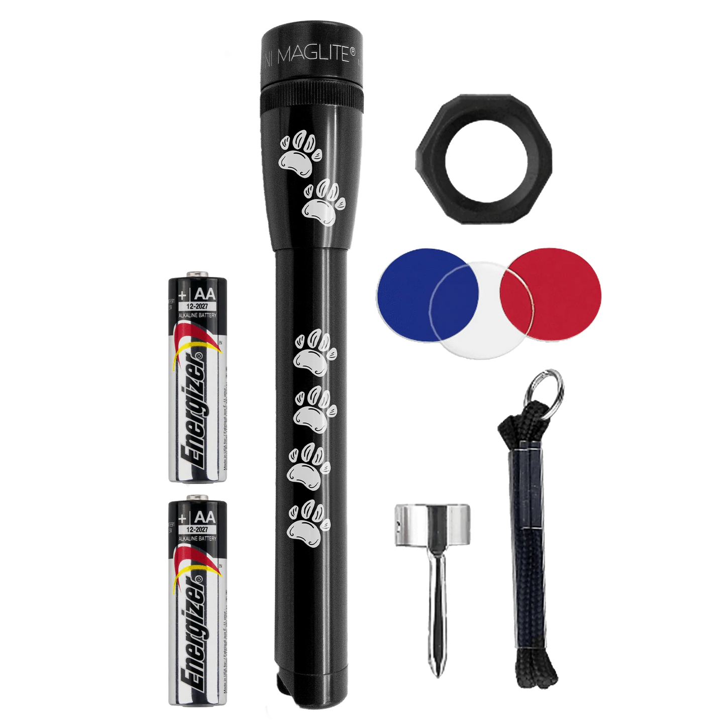 MiniMag 2AA Cell Black LED Flashlight, Walk N Wag