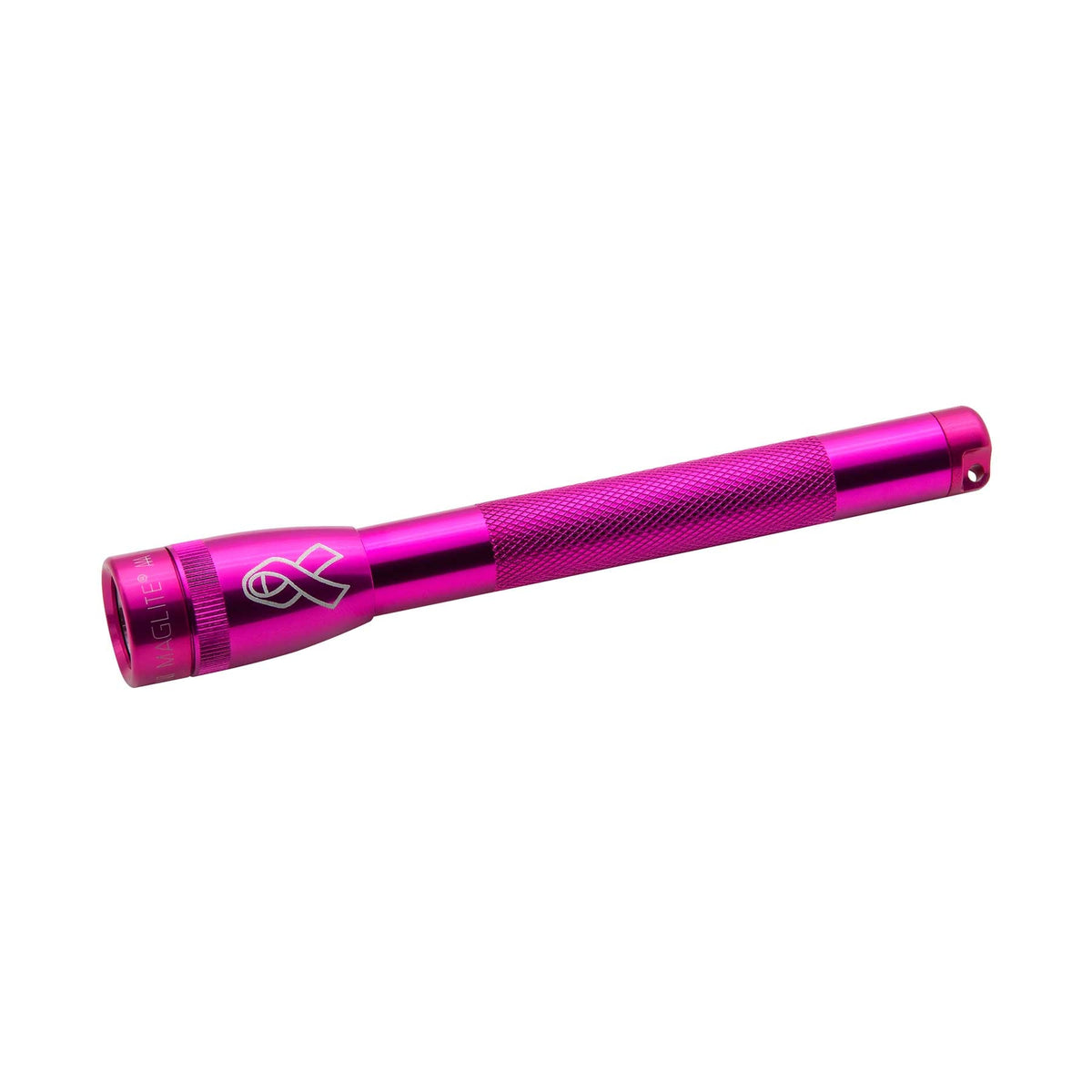 Pink Mini Maglite AAA Xenon flashlight displayed diagonally against a white background