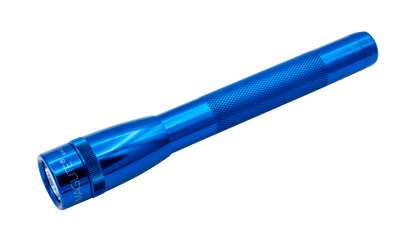 Blue Maglite Mini LED flashlight with knurled grip