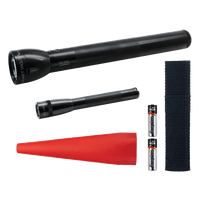 Maglite ML300L 4-Cell D LED flashlight, Mini Maglite® Pro AA LED flashlight NOW WITH NEW ECO MODE FEATURE, JUST TWO QUICK TWISTS TO ACTIVATE, AA batteries, AA holster, red safety wand for the ML300L. 