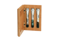 Americana Mini Maglite Xenon flashlights displayed in a wooden cabinet