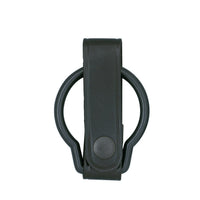 Plain black leather belt holster for Maglite D cell flashlight with snap closure