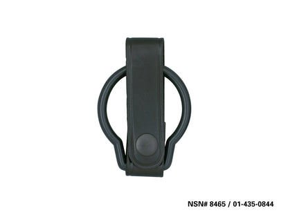 Close up of black leather belt holster for Maglite D-Cell flashlight with belt loop