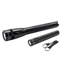 Maglite Compact Flashlight Bundle with multiple flashlights and a braided key ring lanyard