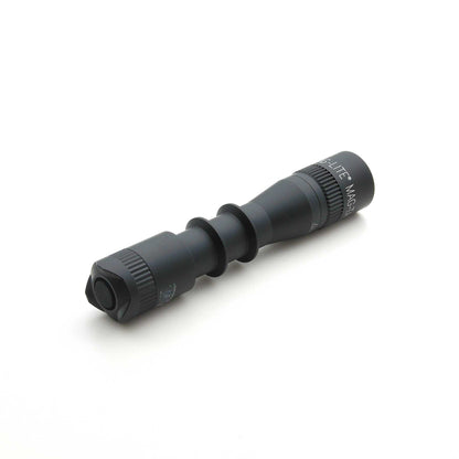 Black MAG-LITE MAG-TAC 2 TL flashlight with plain bezel, angled across a white background showing the textured grip.