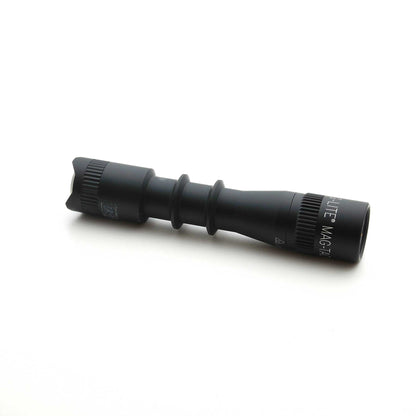 Side view of MAG-TAC 2 TL black plain bezel flashlight with ridged grip and segmented body.