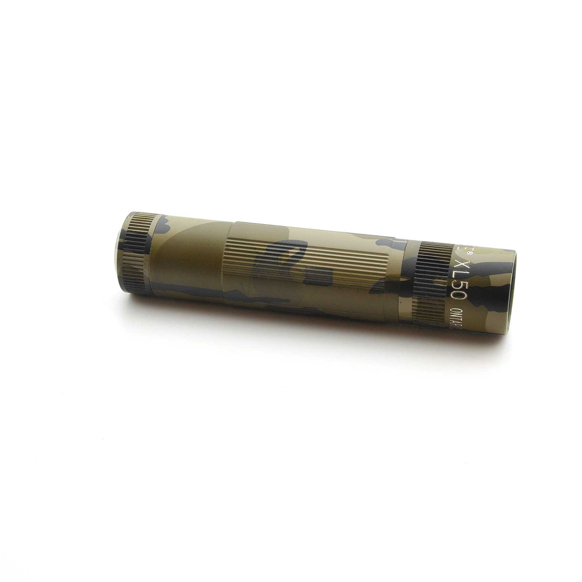 Maglite XL50 flashlight in Mossy Oak Original Bottomland camouflage shown from the side