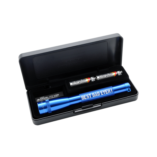 Mini Maglite LED 2AA Pocket Flashlight - Best Dad Ever - Blue