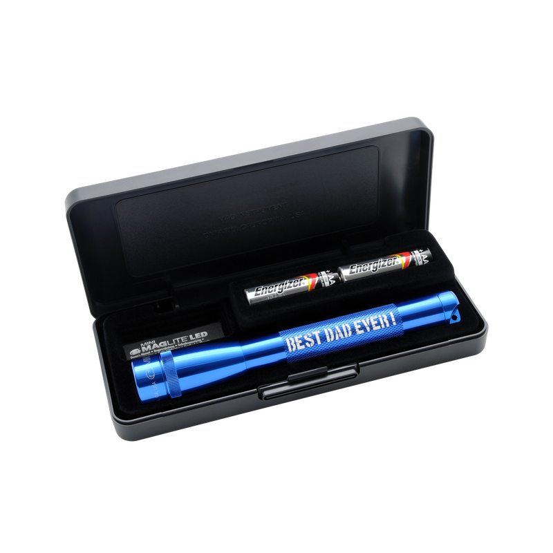 Mini Maglite LED 2AA Pocket Flashlight - Best Dad Ever - Blue