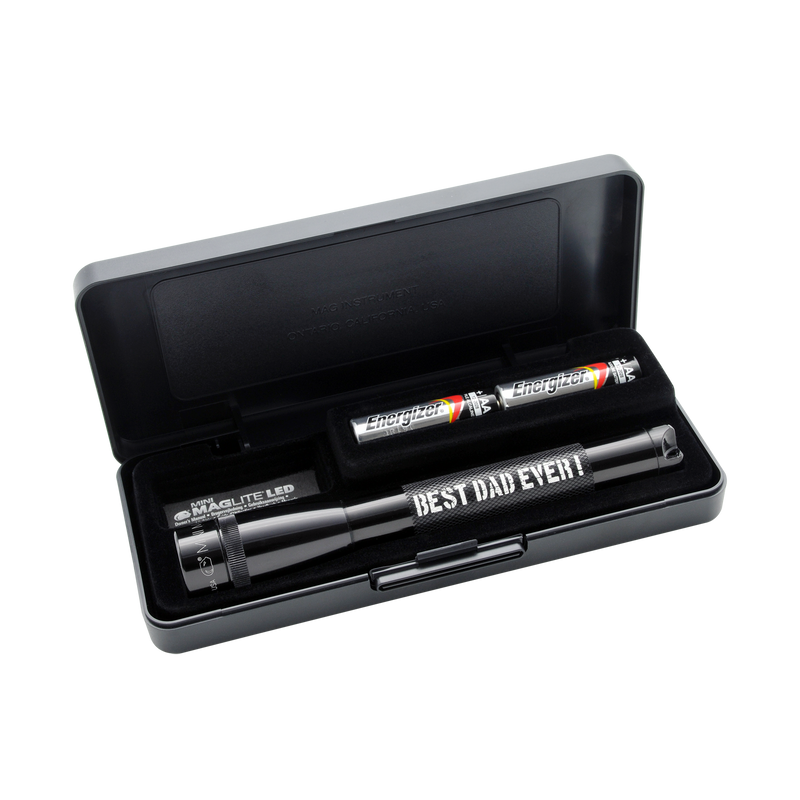 Mini Maglite LED 2AA Pocket Flashlight - Best Dad Ever - Black