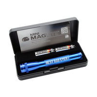 Blue Mini Maglite Xenon 2AA kit in a case with Energizer AA batteries